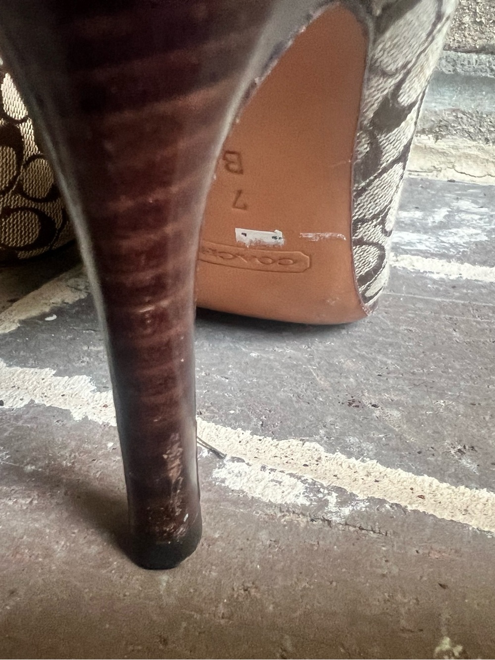 Coach Taupe Signature Monogram Pointed-Toe Heels - Picture 4 of 6